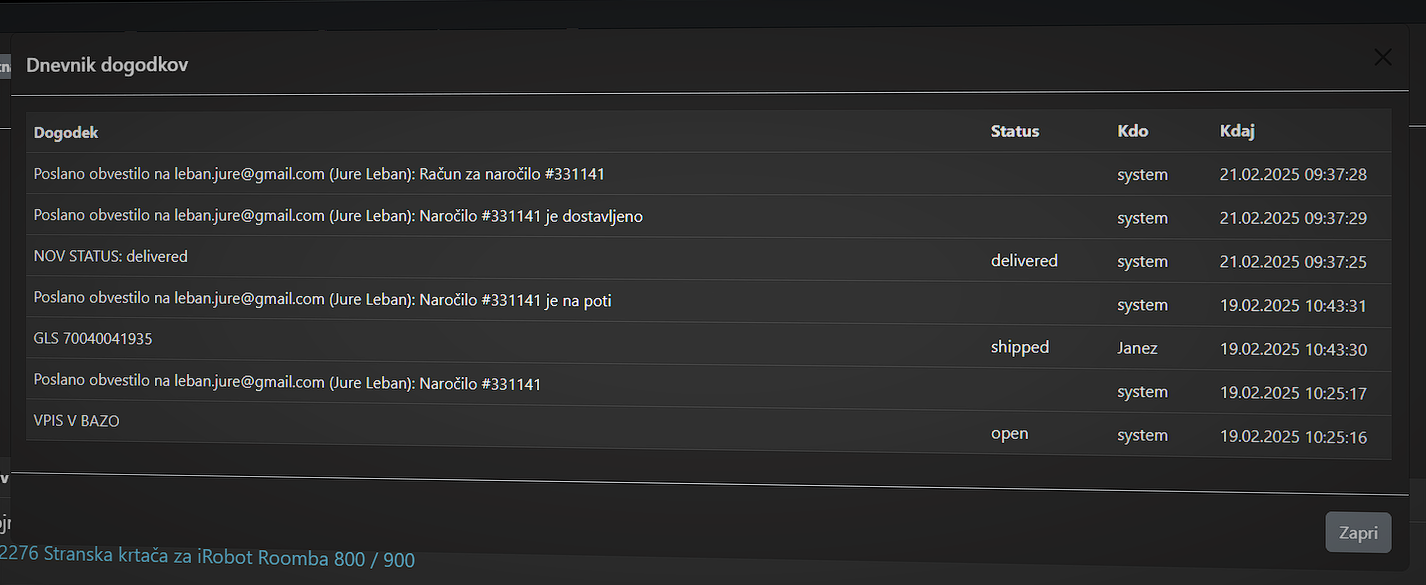 Avtomatizirani e-maili in računi
